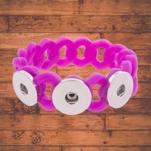 Pink Snap Button Silicone Stretch Bracelet